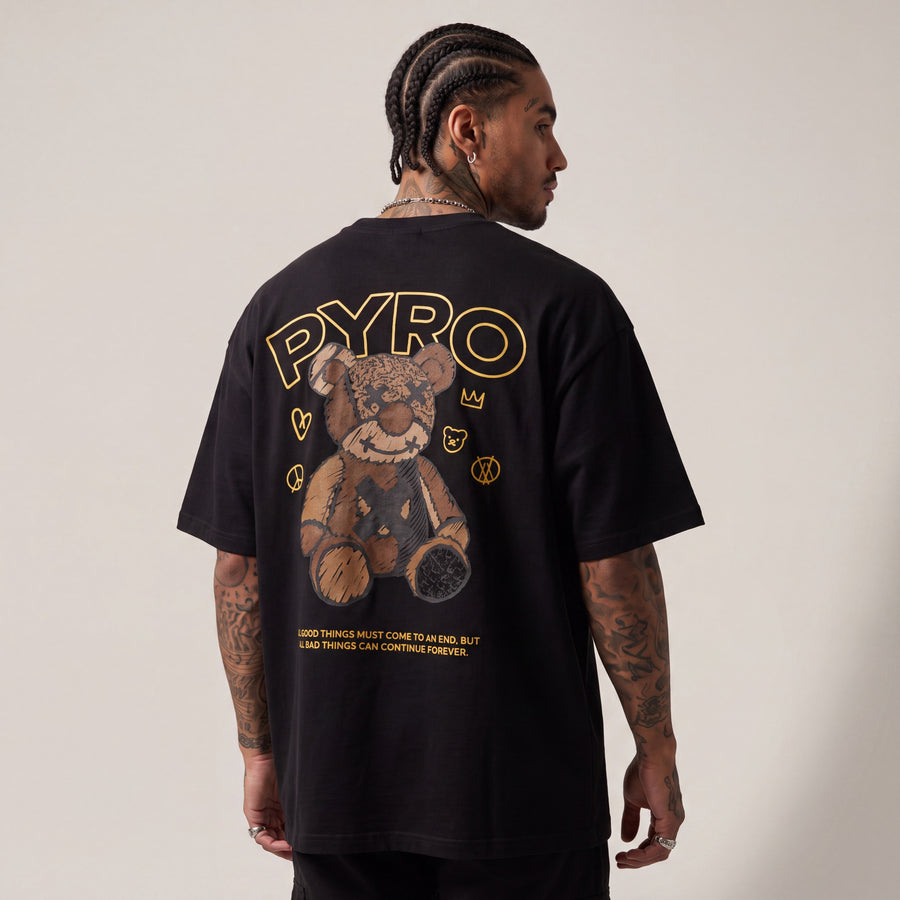 PYRO TEDDY OVERSIZE TEE — BROWN